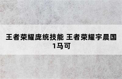 王者荣耀庞统技能 王者荣耀宇晨国1马可